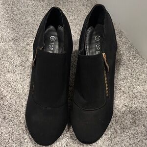 TOP Moda Women's Black Ankle Booties with Gold Zipper